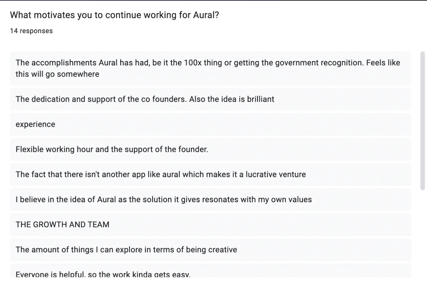 Team feedback